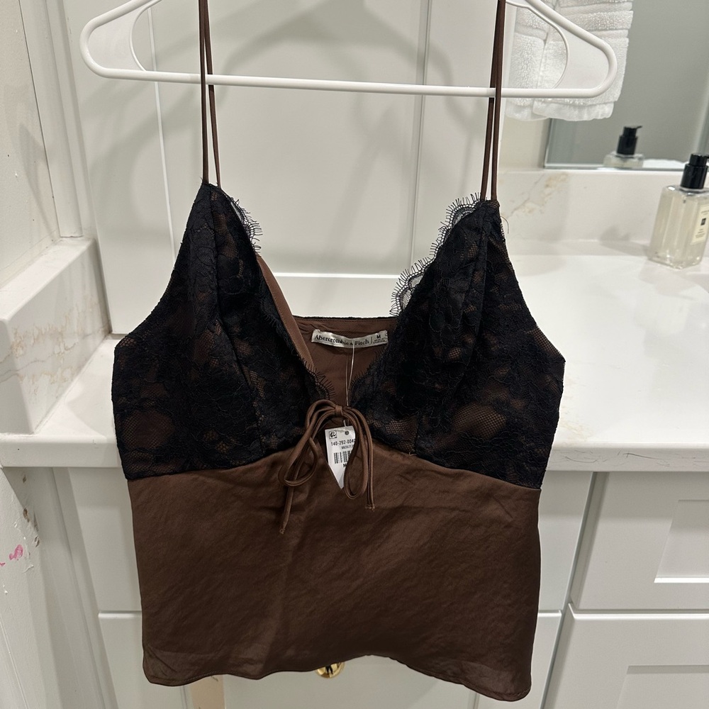 Abercrombie & Fitch Black and Brown Lace Top